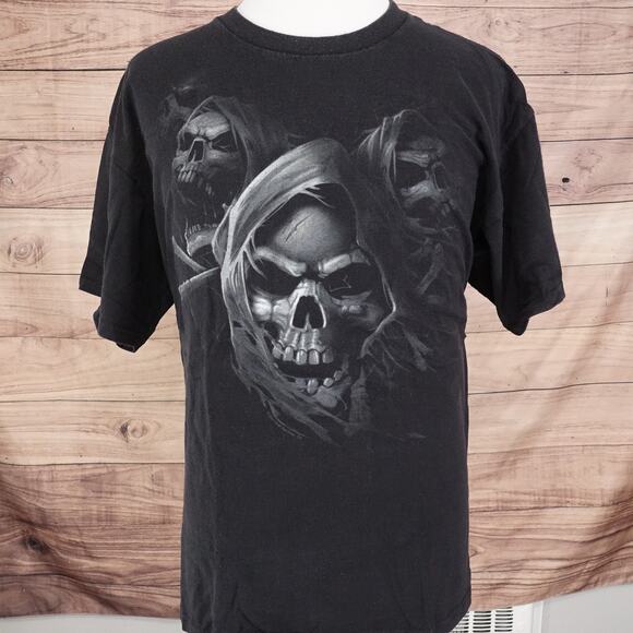 VINTAGE GRIM REAPER TENNESSEE RIVER GOTH 00s Y2K TSHIRT SIZE XL - Picture 2 of 7